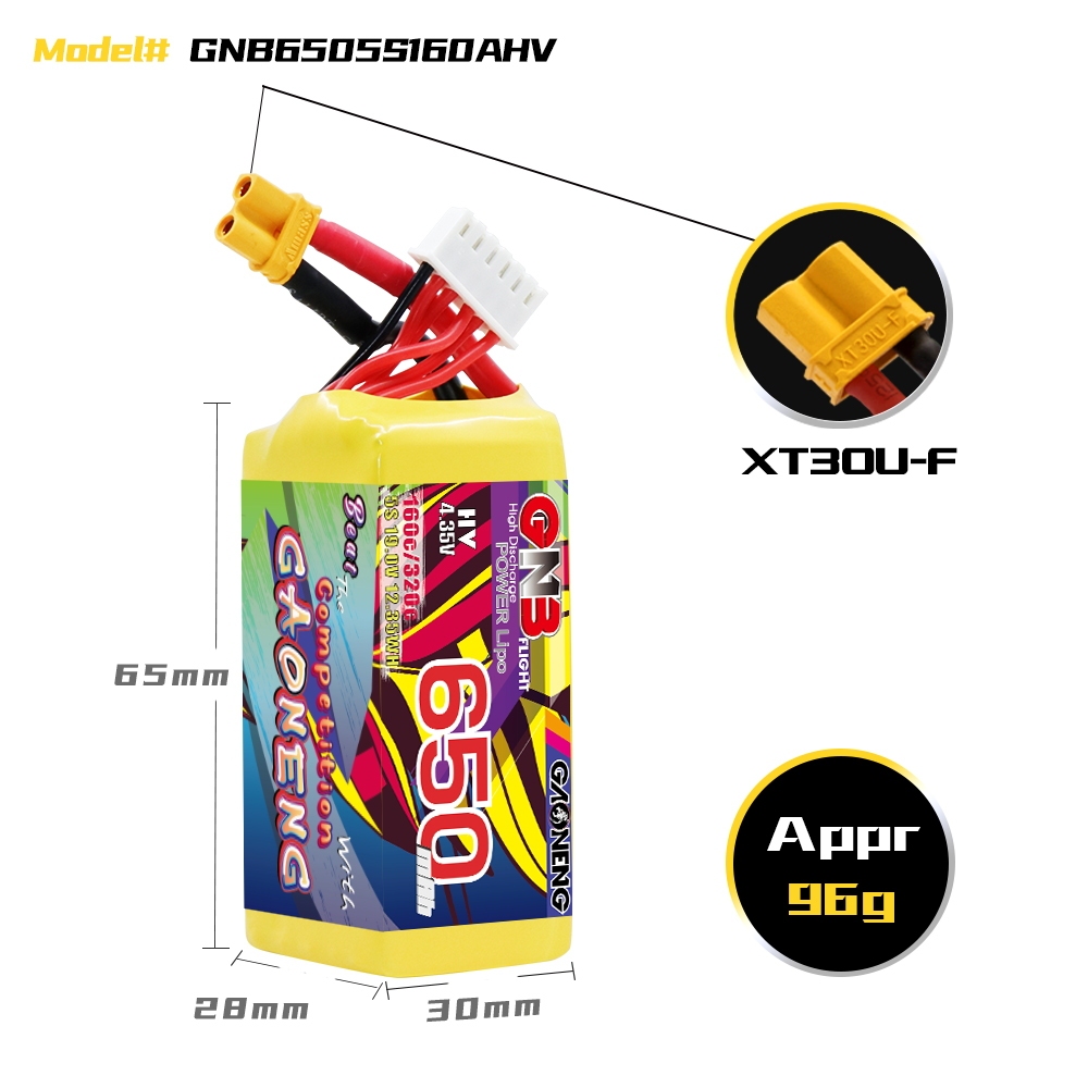 GAONENG GNB LiHV 5S 19V 650mAh 160C XT30 HV LiPo Battery