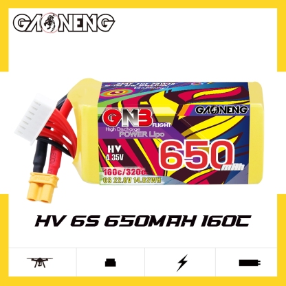 GAONENG GNB LiHV 6S 22.8V 650mAh 160C XT30 LiPo Battery