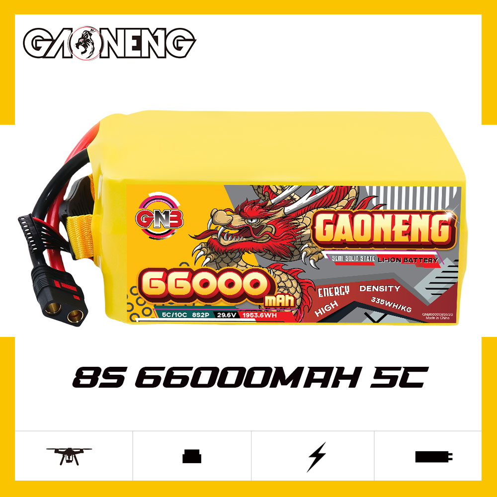 GAONENG GNB 66000mah 8S 29.6V 5C QS8 Semi Solid State Li-ion Battery 335WH/kg