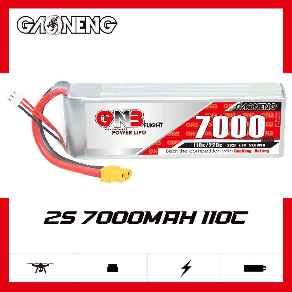 GAONENG GNB 2S 7.4V 7000mAh 110C LiPo Battery XT60