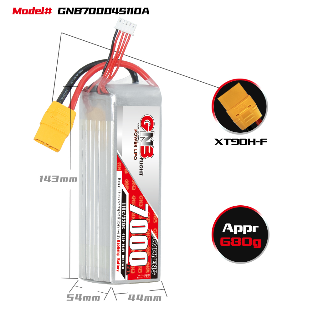 GAONENG GNB 4S 14.8V 7000mAh 110C XT90 LiPo Battery
