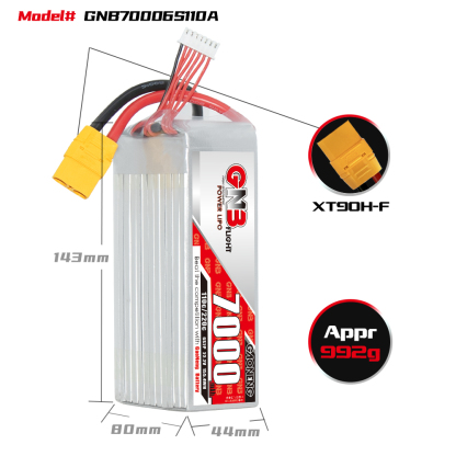 GAONENG GNB 6S 22.2V 7000mAh 110C LiPo Battery XT90