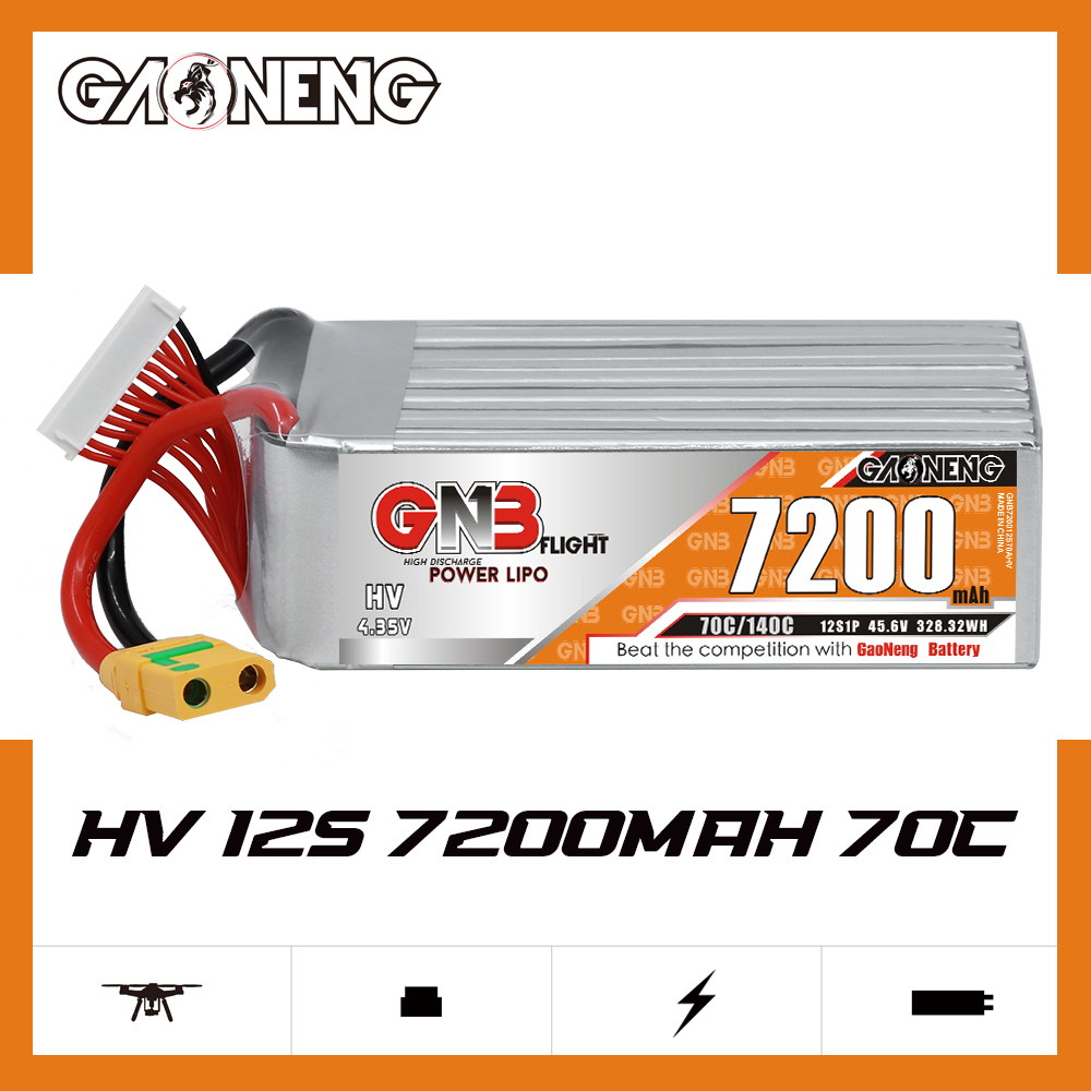 GAONENG GNB 12S1P 45.6V HV 7200mAh 70C LiPo Battery XT90S