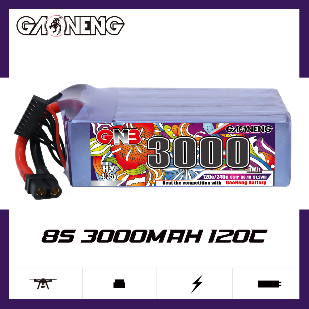 GAONENG GNB 8S 30.4V HV 3000mAh 120C LiPo Battery XT60