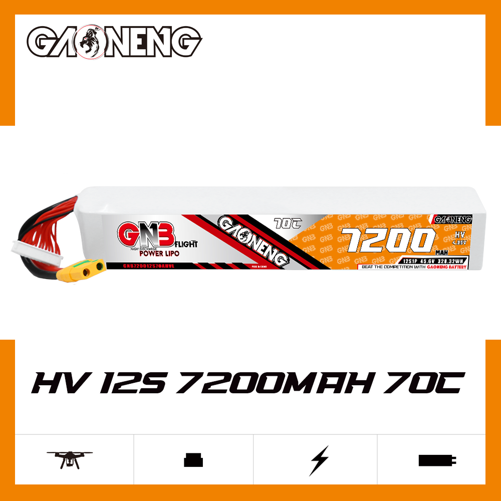 GAONENG GNB 12S 45.6V HV 7200mAh 70C LiPo Battery XT90S