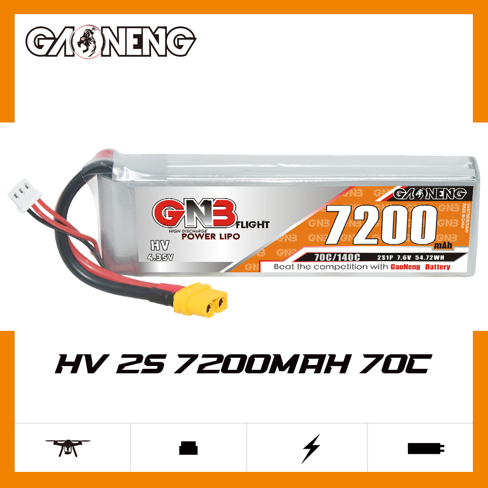 GAONENG GNB HV 2S 7.6V 7200mAh 70C LiPo Battery XT60