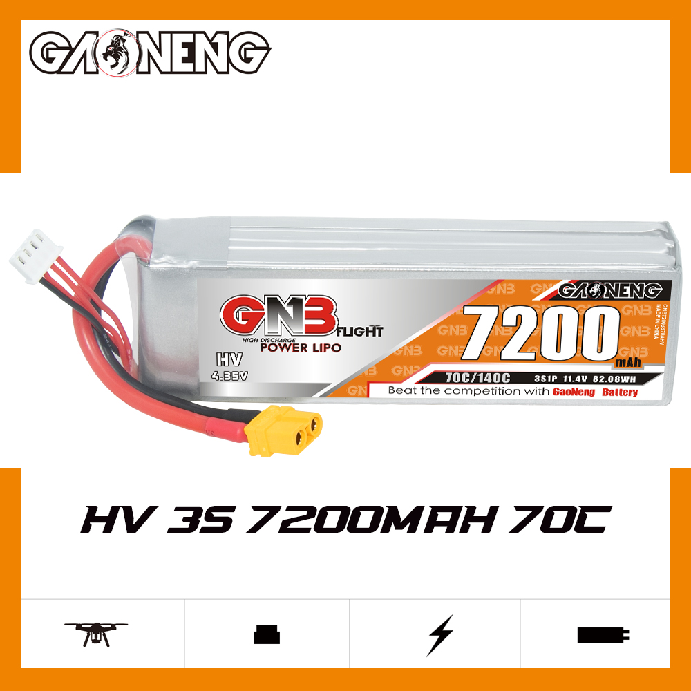 GAONENG GNB HV 3S 11.4V 7200mAh 70C LiPo Battery XT60