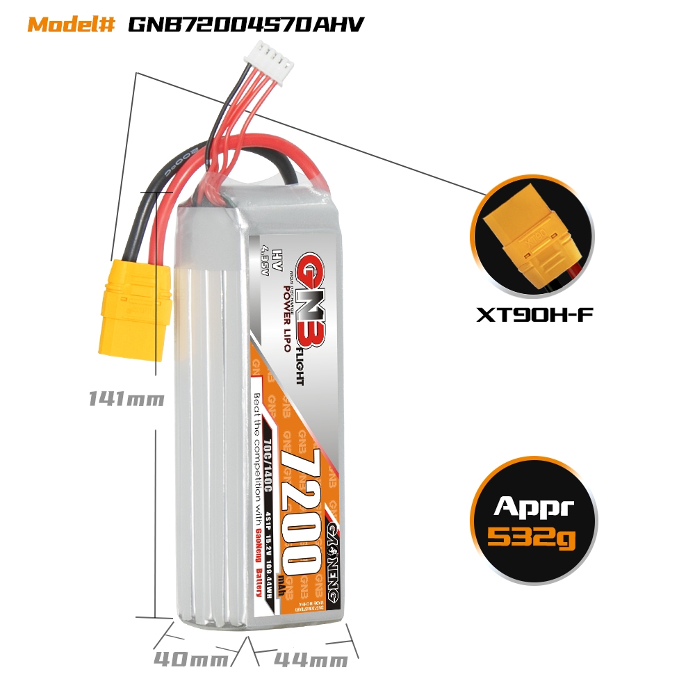 GAONENG GNB HV 4S 15.2V 7200mAh 70C XT90 LiPo Battery
