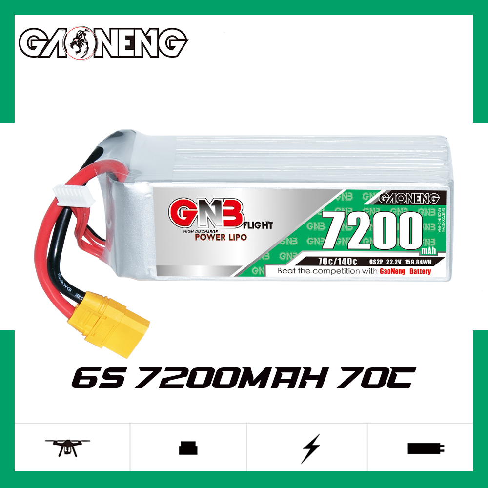 GAONENG GNB 6S 22.2V 7200mAh 70C LiPo Battery XT90