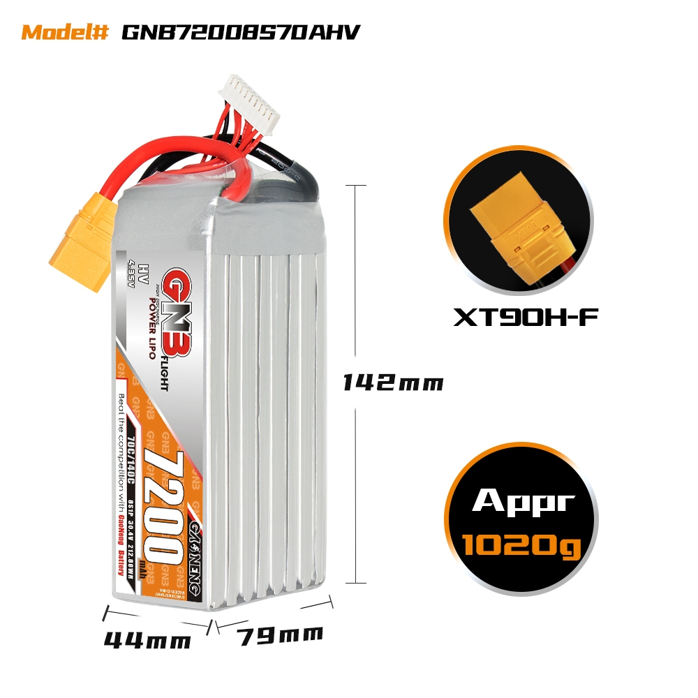 GAONENG GNB HV 8S 30.4V 7200mAh 70C LiPo Battery XT90