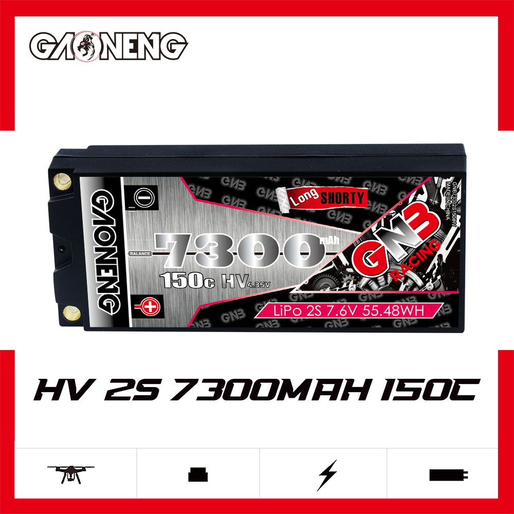 GAONENG GNB LiHV 2S 7.6V 7300mAh 150C LCG Hard Case LiPo Battery