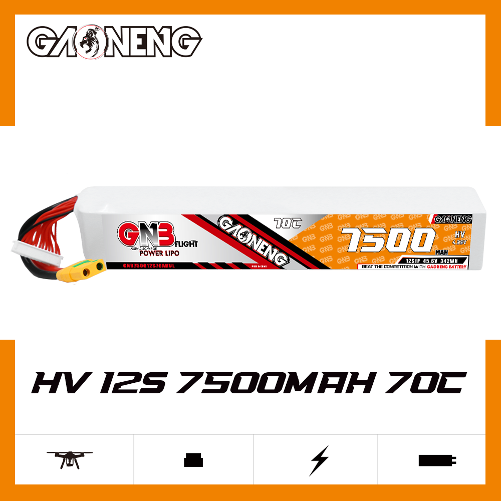 GAONENG GNB 12S 45.6V HV 7500mAh 70C LiPo Battery XT90S