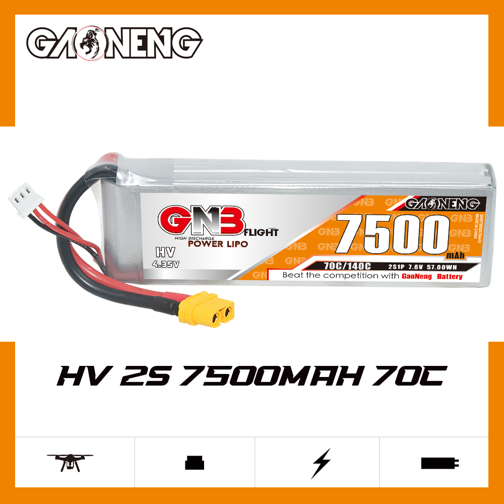 GAONENG GNB HV 2S 7.6V 7500mAh 70C LiPo Battery XT60
