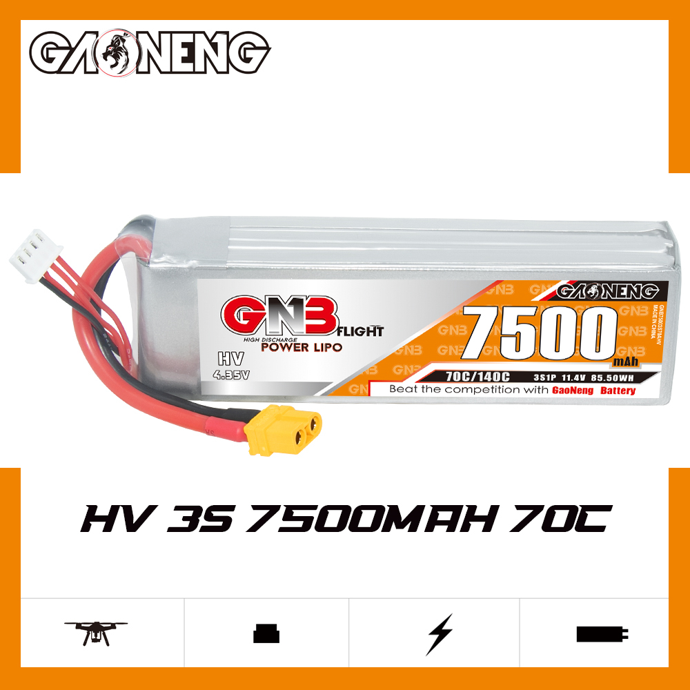 GAONENG GNB HV 3S 11.4V 7500mAh 70C LiPo Battery XT60