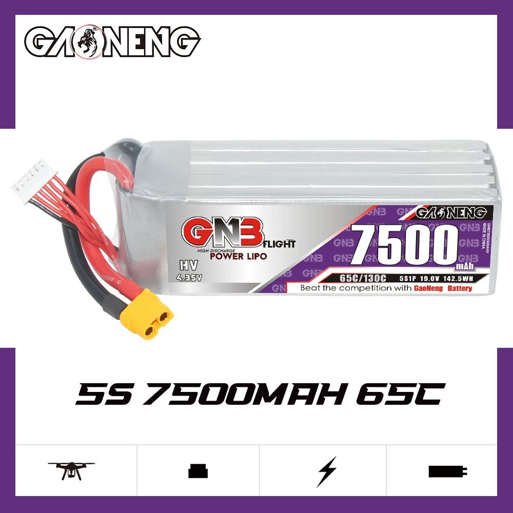 GAONENG GNB HV 5S 19V 7500mAh 65C XT60 LiPo Battery