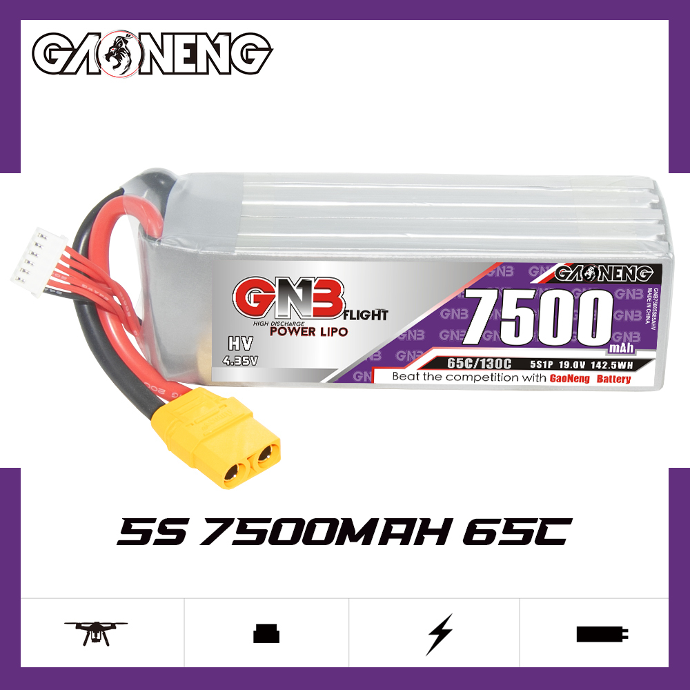 GAONENG GNB HV 5S 19V 7500mAh 65C XT90 LiPo Battery