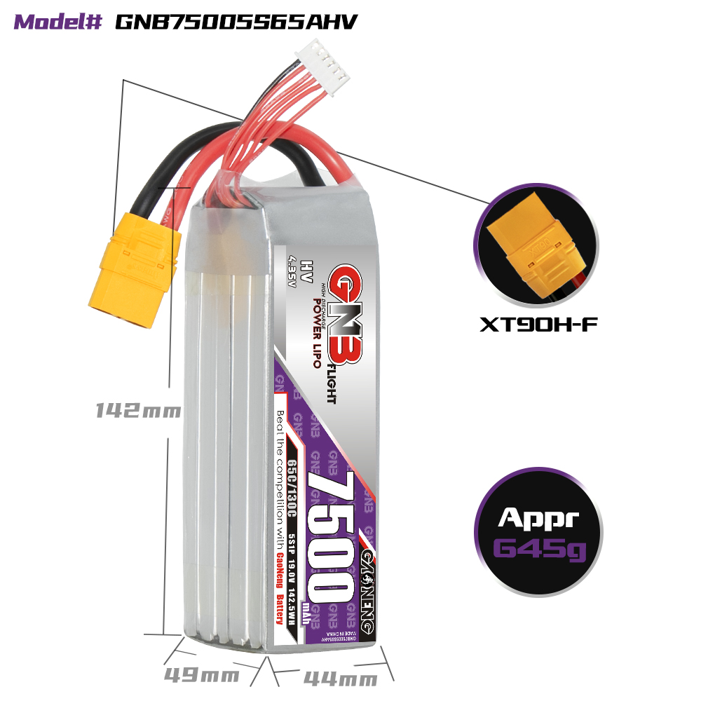 GAONENG GNB HV 5S 19V 7500mAh 65C XT90 LiPo Battery