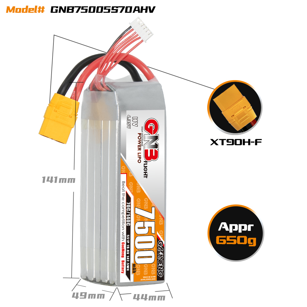GAONENG GNB HV 5S 19V 7500mAh 70C XT90 LiPo Battery