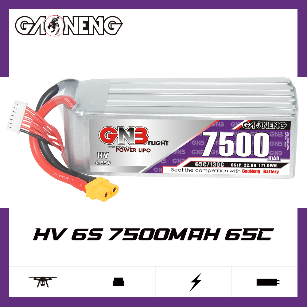 GAONENG GNB HV 6S 22.8V 7500mAh 65C LiPo Battery XT60