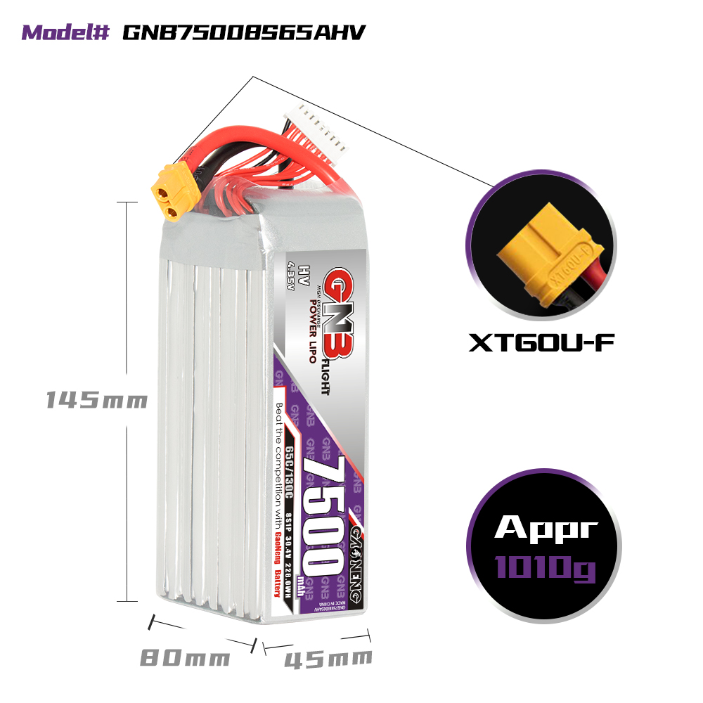 GAONENG GNB HV 8S 30.4V 7500mAh 65C LiPo Battery XT60