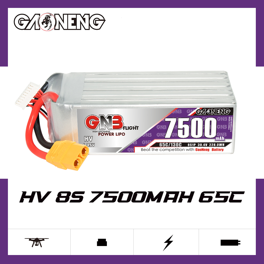 GAONENG GNB HV 8S 30.4V 7500mAh 65C LiPo Battery XT90