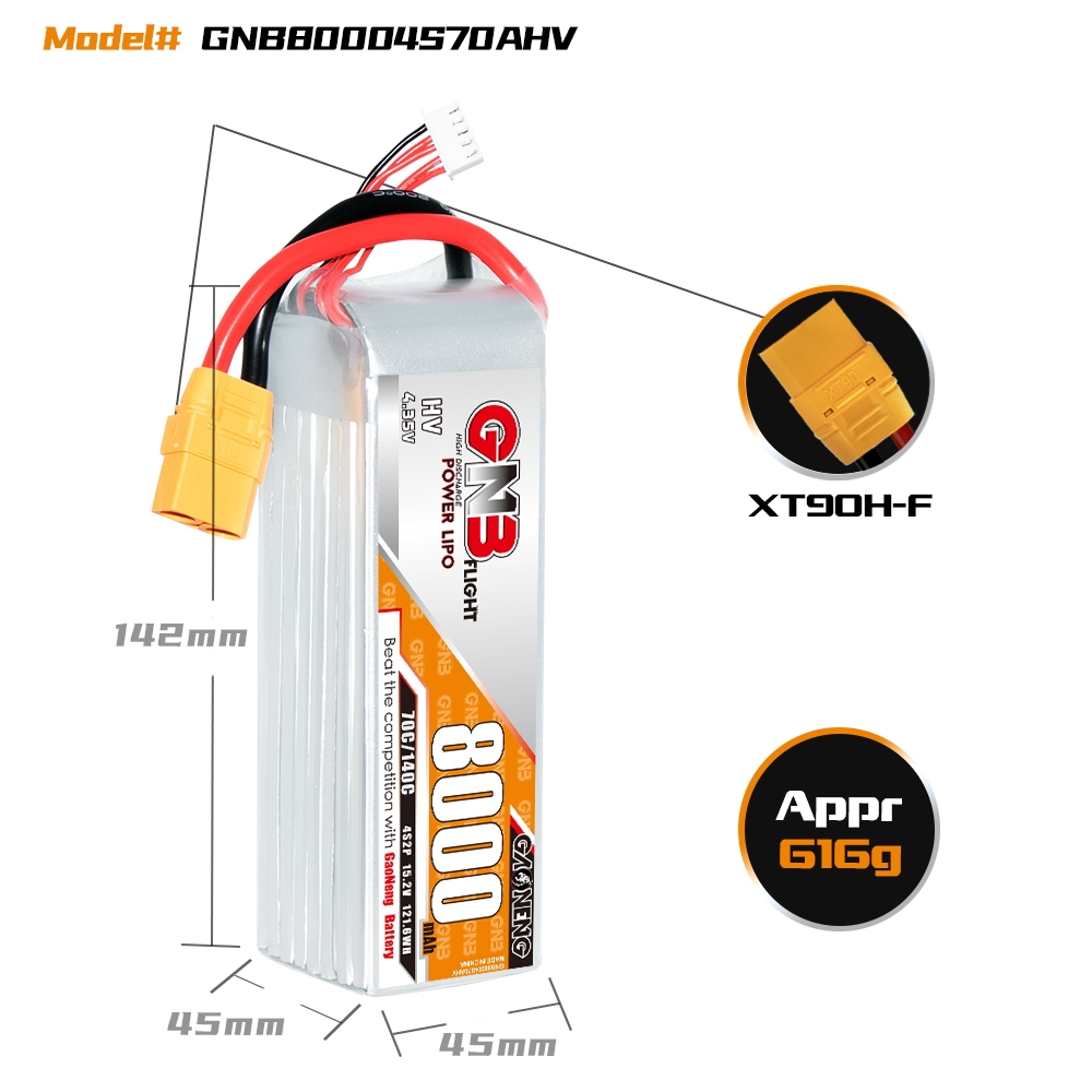 GAONENG GNB HV 4S 15.2V 8000mAh 70C XT90 LiPo Battery