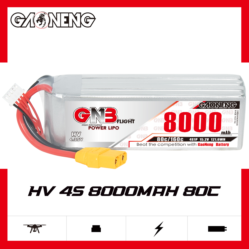 GAONENG GNB HV 4S 15.2V 8000mah 80C XT90 LiPo Battery