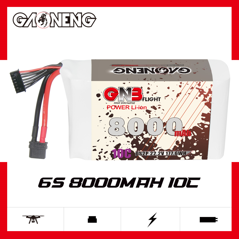 GAONENG GNB 6S 22.2V 8000mAh 10C XT60 Li-ion Battery made with Lishen 21700