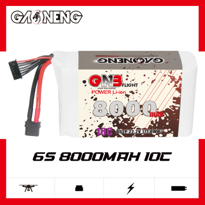 GAONENG GNB 6S 22.2V 8000mAh 10C XT60 Li-ion Battery made with Lishen 21700