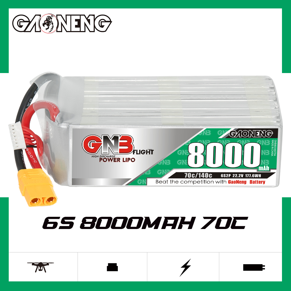 GAONENG GNB 6S 22.2V 8000mAh 70C LiPo Battery XT90