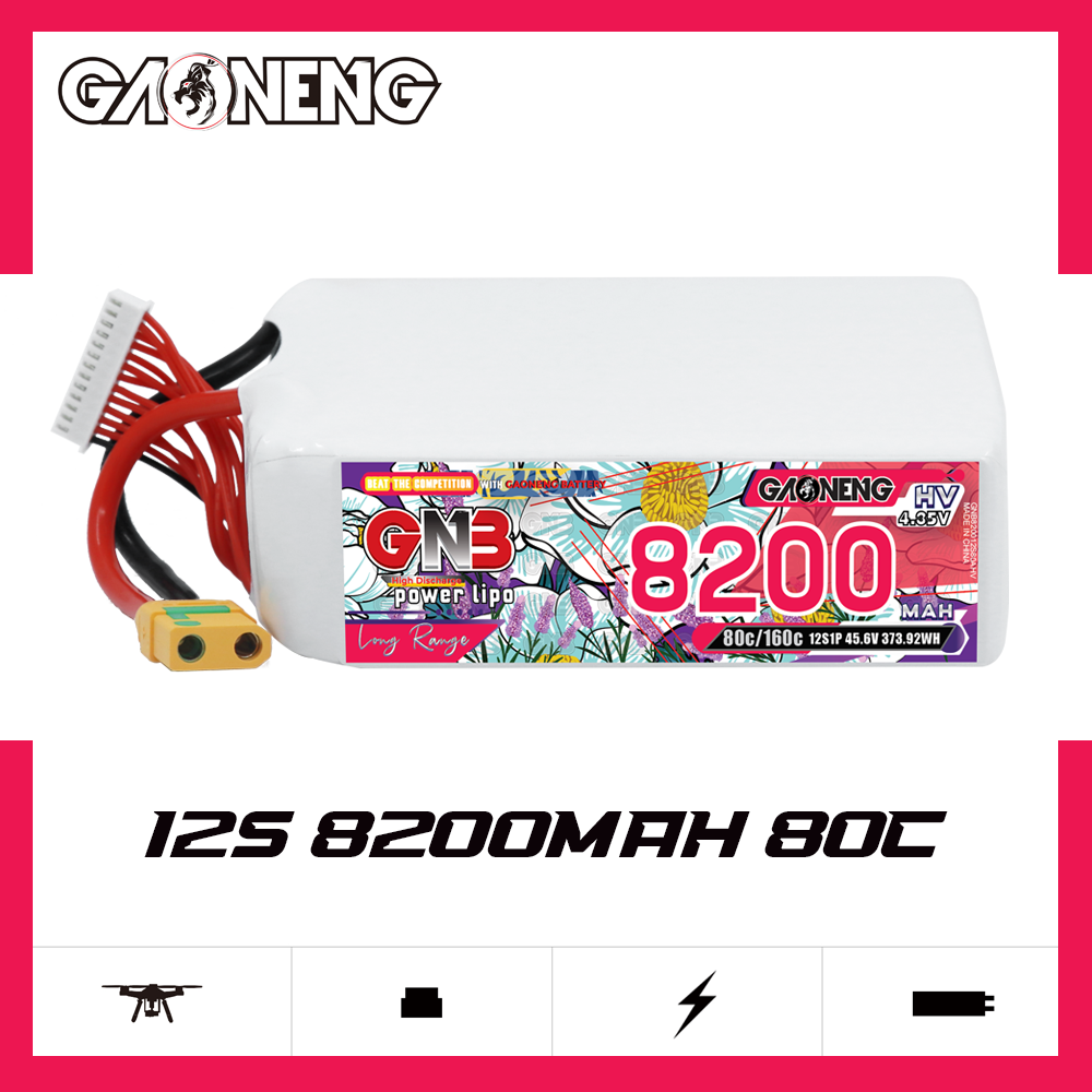 GAONENG GNB 12S1P 45.6V HV 8200mAh 80C LiPo Battery XT90S
