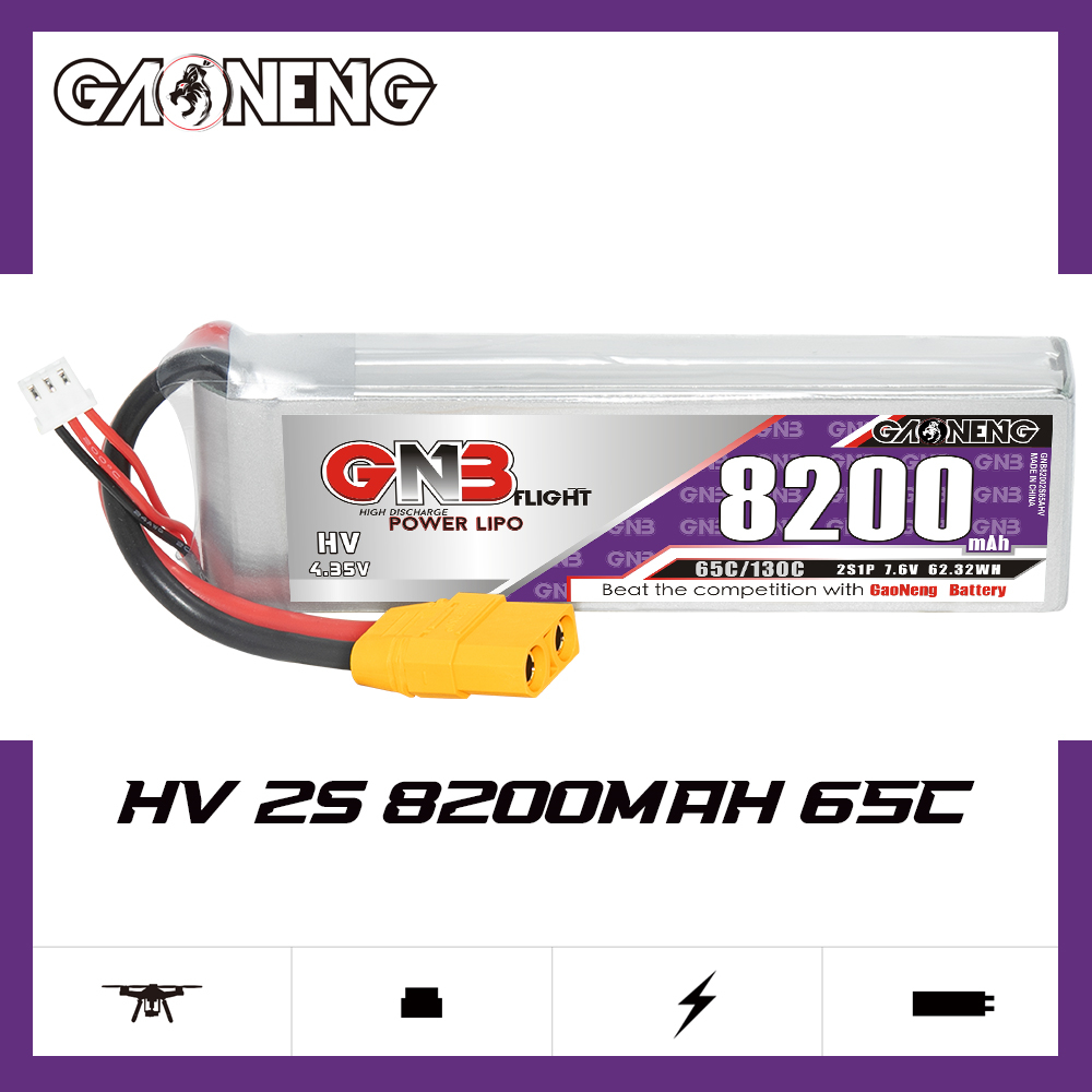 GAONENG GNB HV 2S 7.6V 8200mAh 65C XT90 LiPo Battery