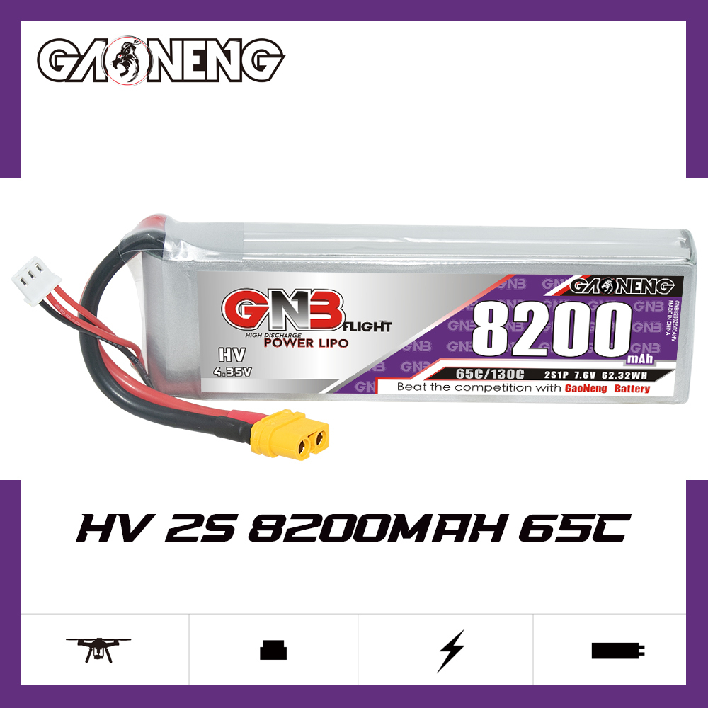 GAONENG GNB HV 2S 7.6V 8200mAh 65C XT60 LiPo Battery