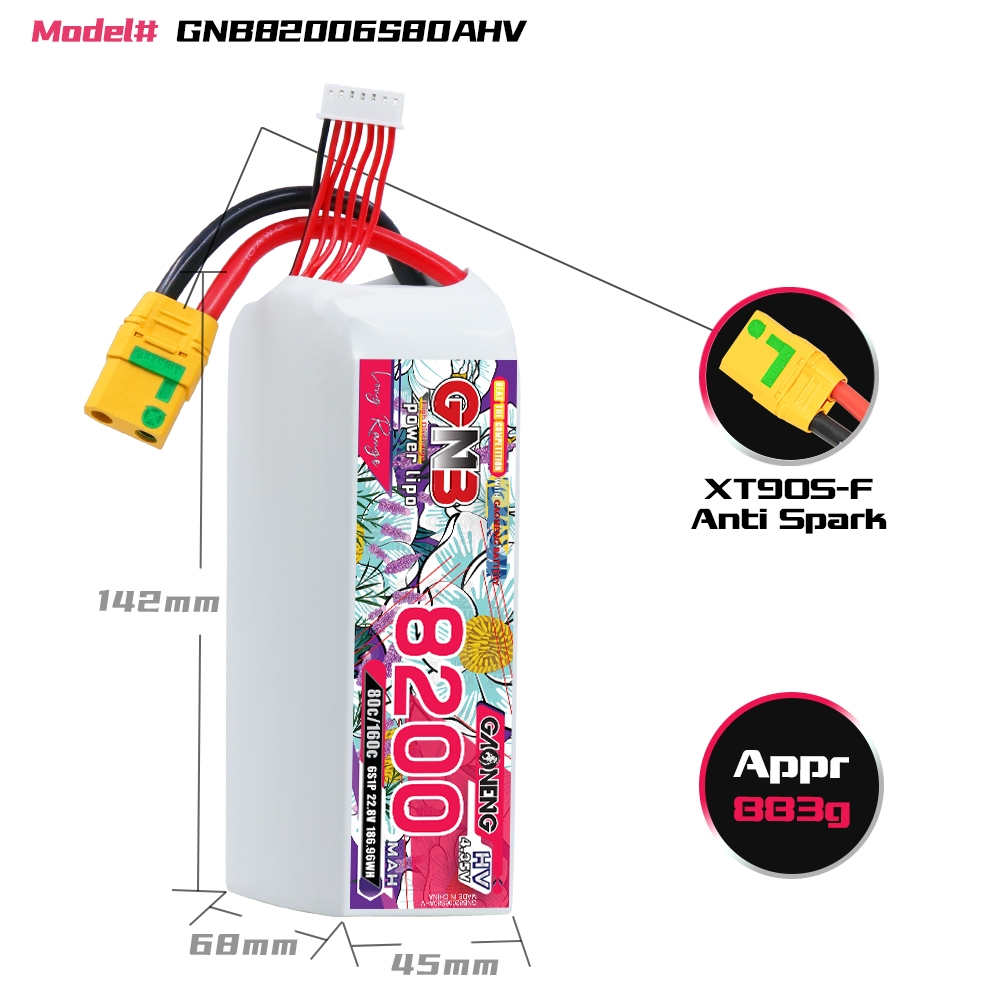 GAONENG GNB HV 6S 22.8V 8200mAh 80C LiPo Battery XT90S
