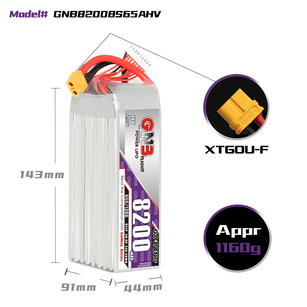 GAONENG GNB HV 8S 30.4V 8200mAh 65C XT60 LiPo Battery