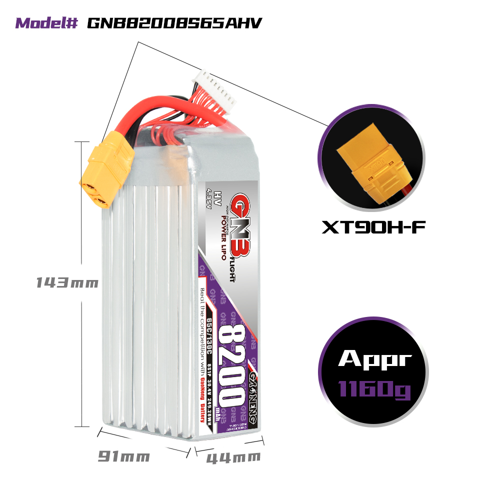 GAONENG GNB HV 8S 30.4V 8200mAh 65C XT90 LiPo Battery