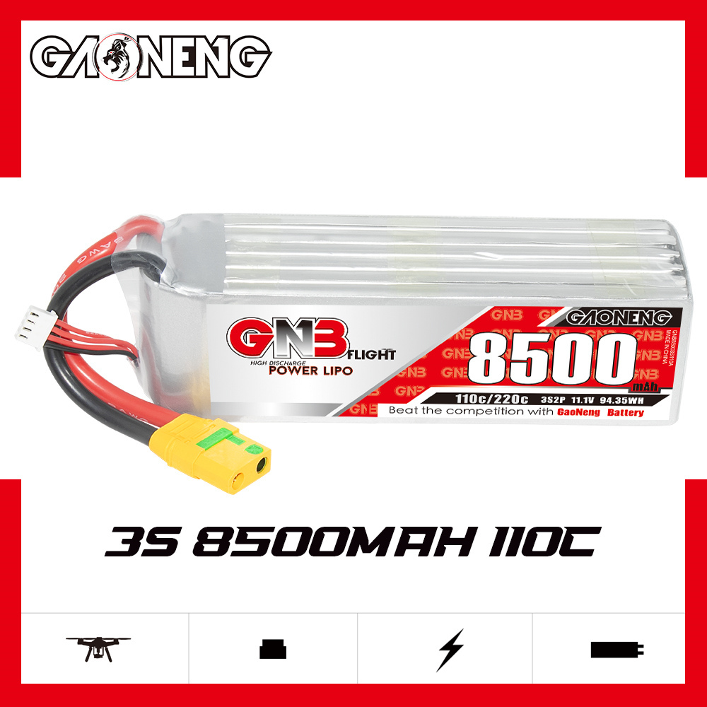 GAONENG GNB 3S 11.1V 8500mAh 110C RC LiPo Battery XT90S Anti Spark
