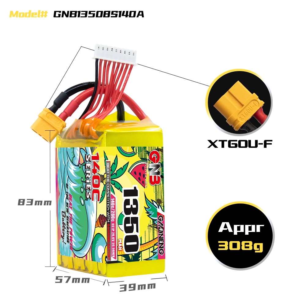 GAONENG GNB 8S 29.6V 1350mAh 140C XT60 LiPo Battery