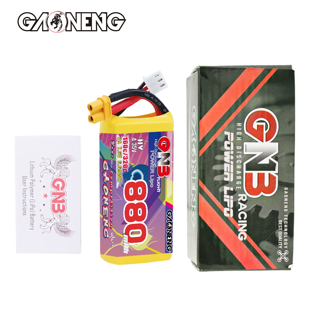 GAONENG GNB LiHV 2S 7.6V 880mah 160C XT30 LiPo Battery