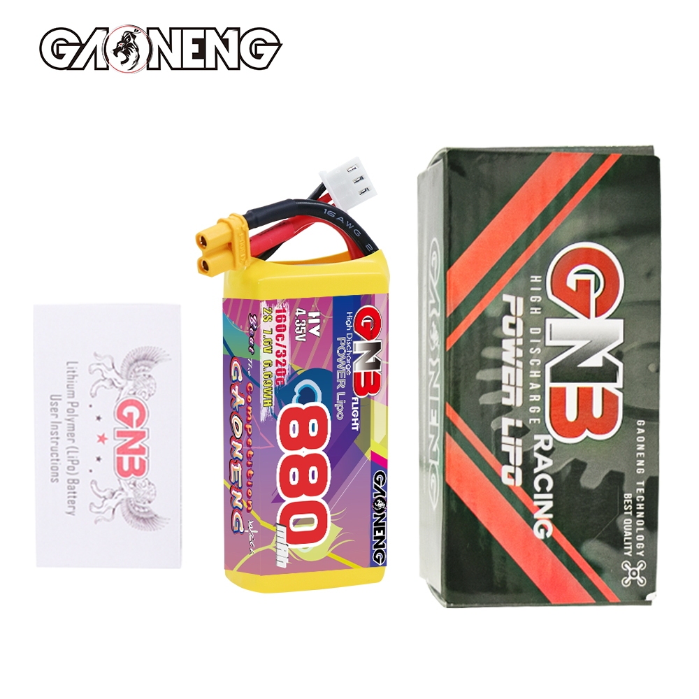 GAONENG GNB LiHV 2S 7.6V 880mah 160C XT30 LiPo Battery