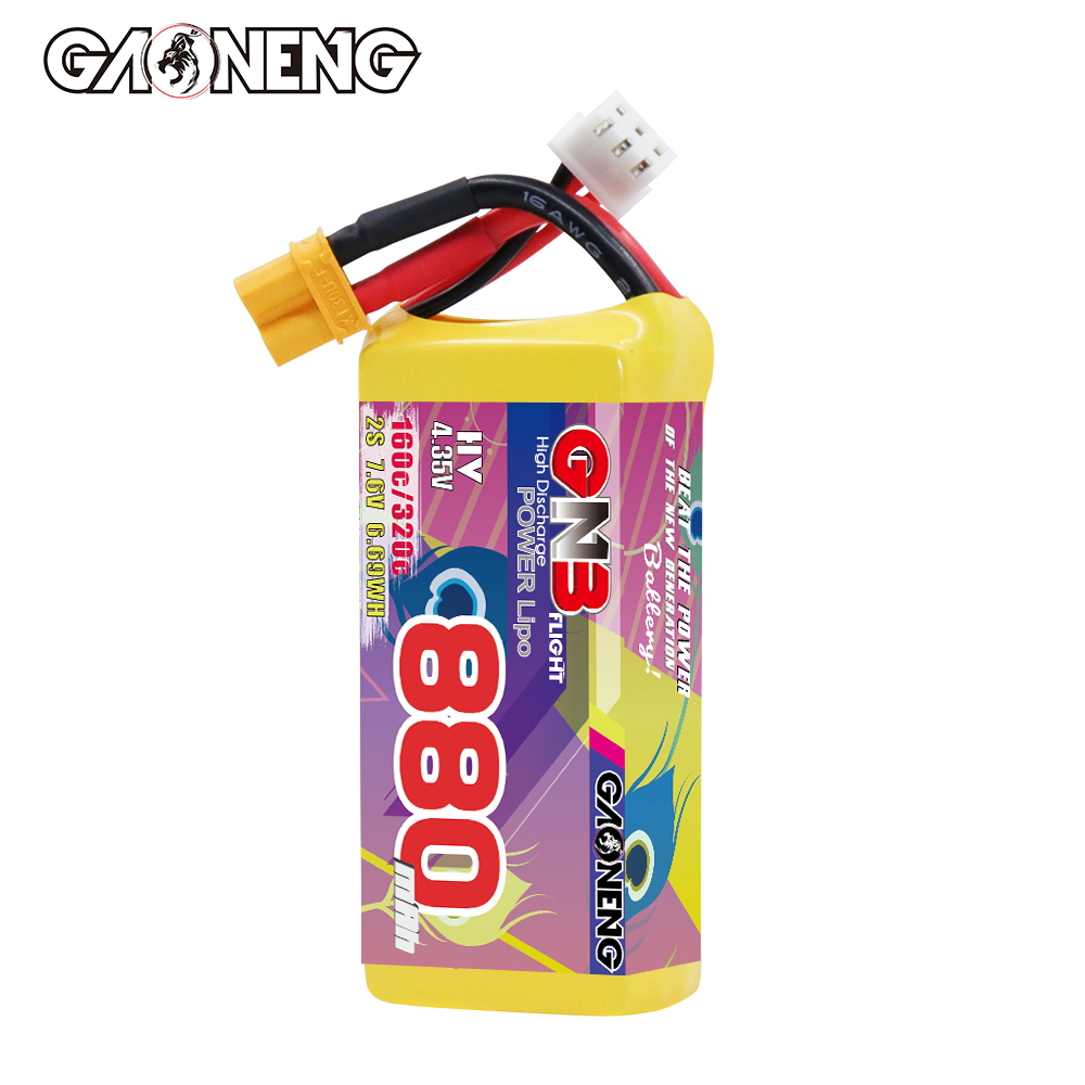 GAONENG GNB LiHV 2S 7.6V 880mah 160C XT30 LiPo Battery
