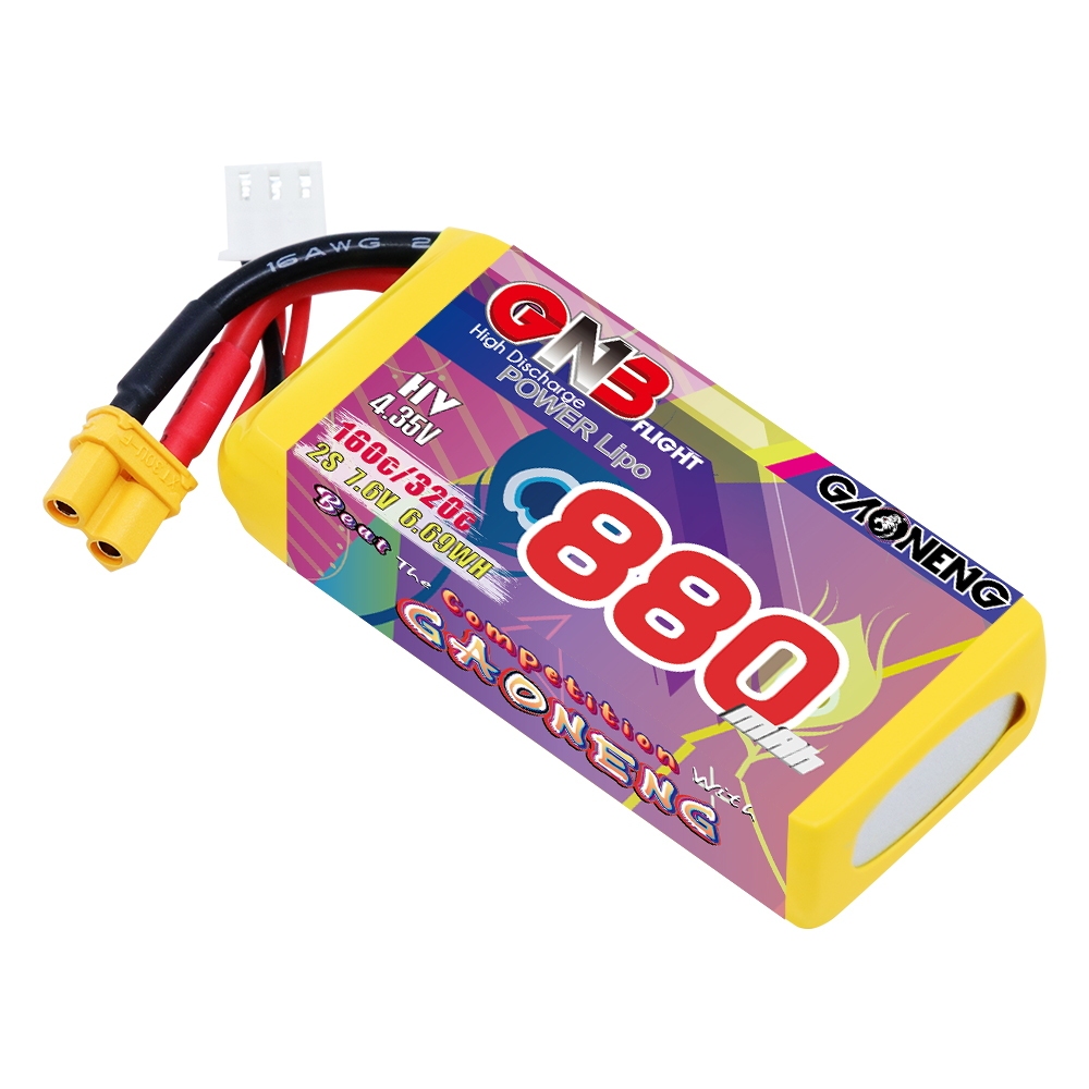 GAONENG GNB LiHV 2S 7.6V 880mah 160C XT30 LiPo Battery