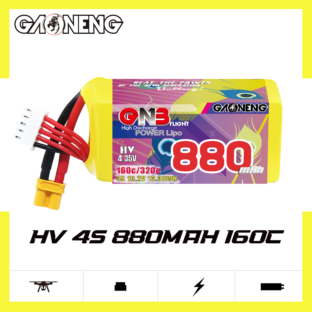 GAONENG GNB LiHV 4S 15.2V 880mAh 160C XT30 LiPo Battery