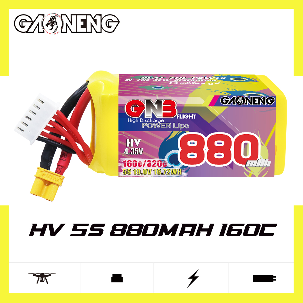GAONENG GNB LiHV 5S 19V 880mah 160C XT30 LiPo Battery
