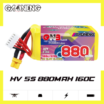 GAONENG GNB LiHV 5S 19V 880mah 160C XT30 LiPo Battery