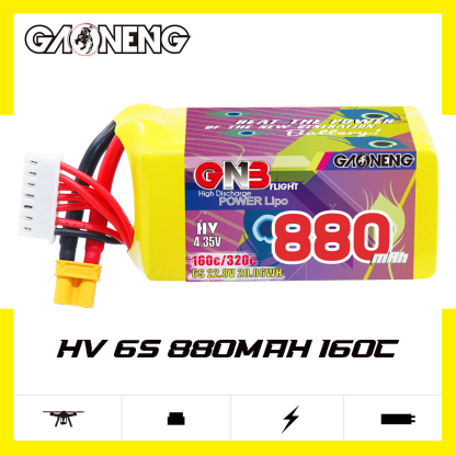 GAONENG GNB LiHV 6S 22.8V 880mAh 160C XT30 Connector LiPo Battery