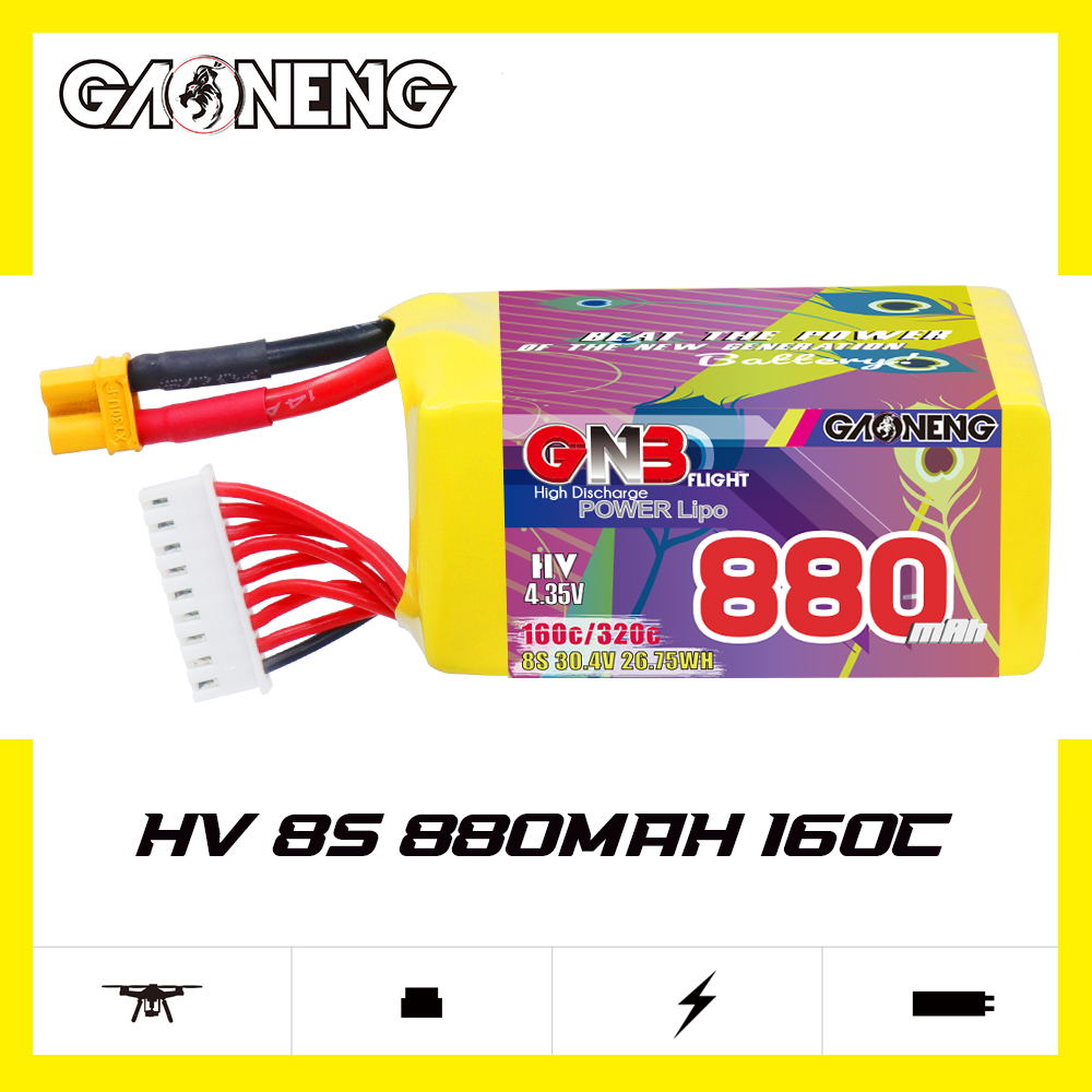 GAONENG GNB LiHV 8S 30.4V 880mAh 160C XT30 Connector LiPo Battery