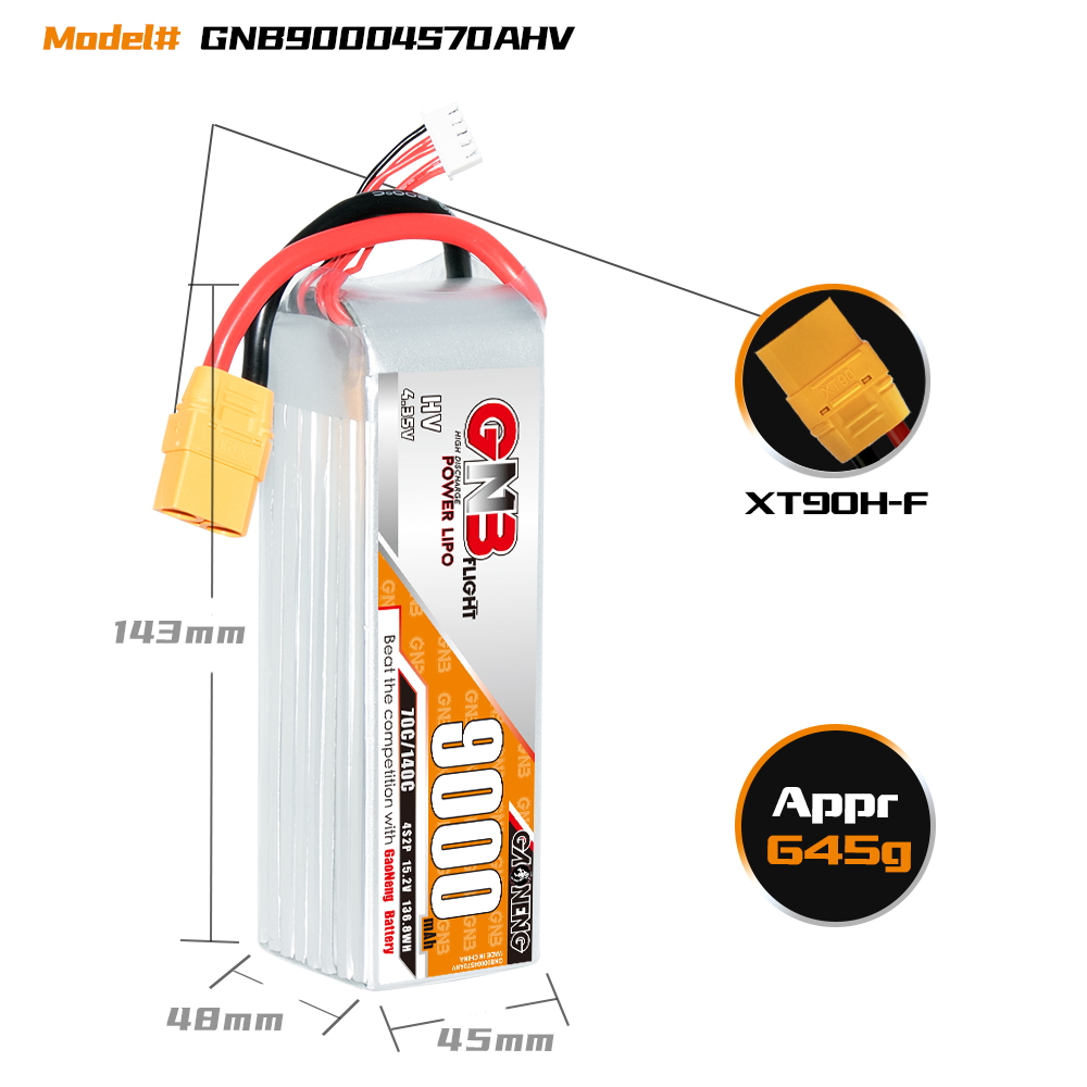 GAONENG GNB HV 4S 15.2V 9000mAh 70C XT90 LiPo Battery