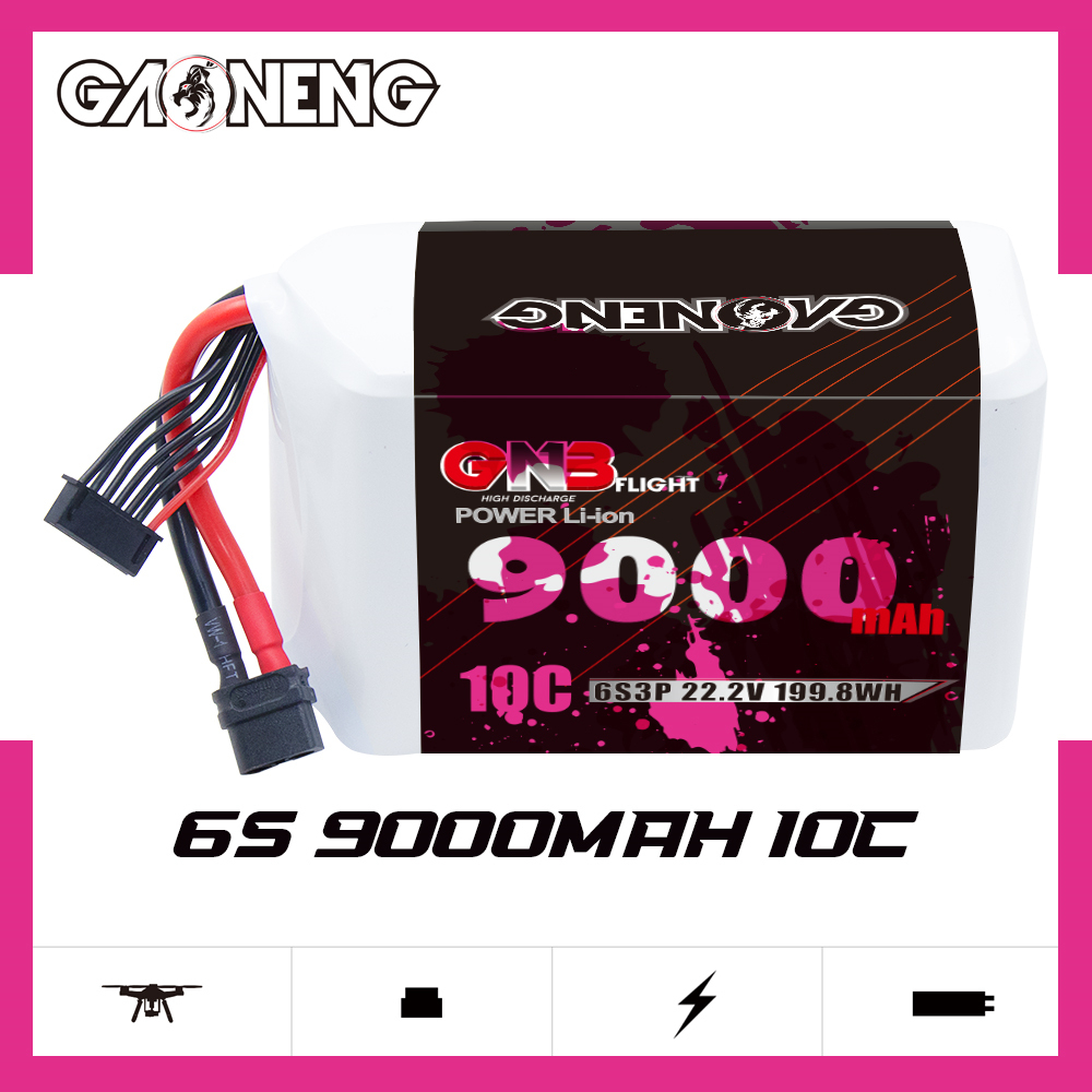 GAONENG GNB 6S 22.2V 9000mAh 10C XT60 Li-ion Battery made with 18650 Sony VTC6