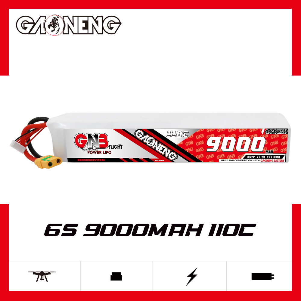 GAONENG GNB 6S 22.2V 9000mAh 110C RC LiPo Battery XT90S Anti Spark